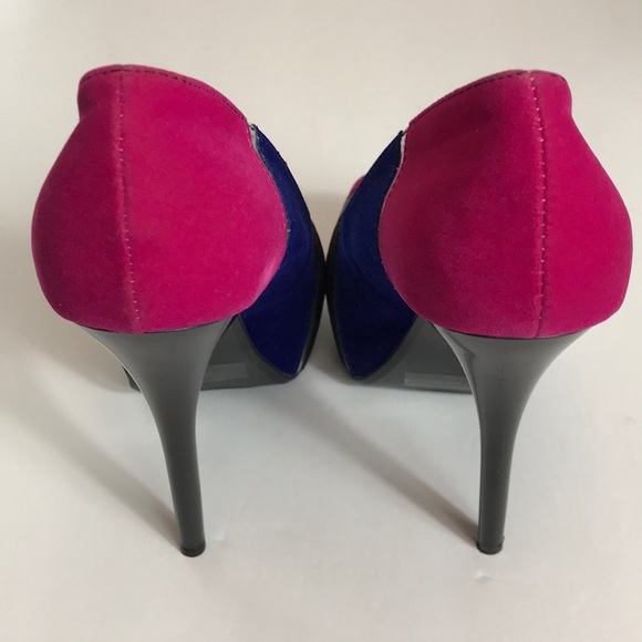 Shi by Journeys Pink & Blue Colorblock Peep-Toe Heels – Size 6.5 - Picture 4 of 7